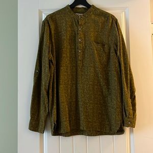 Linen collarless button up